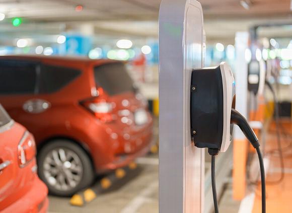 EV car charger in underground car park