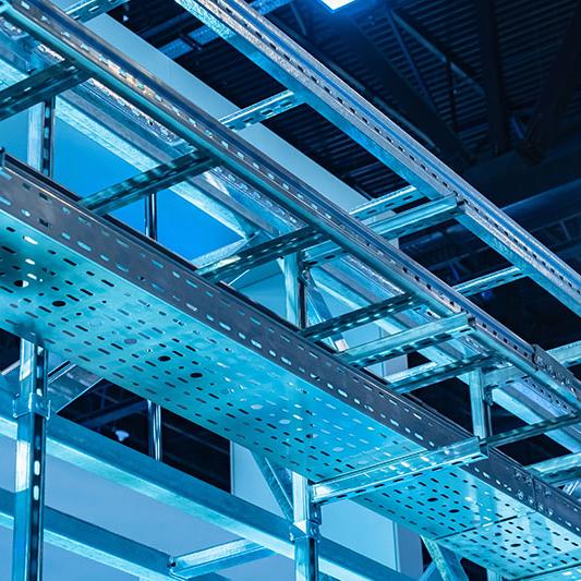 Electrical wiring trays in commercial facility